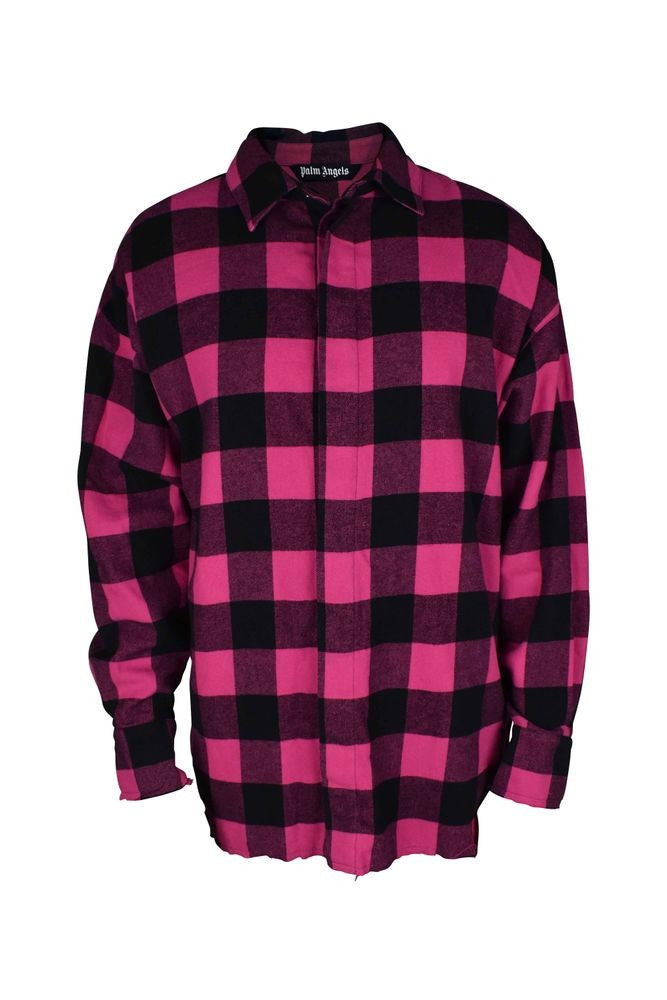Palm Angels Pink And Black Checkered Palm Angels Shirt