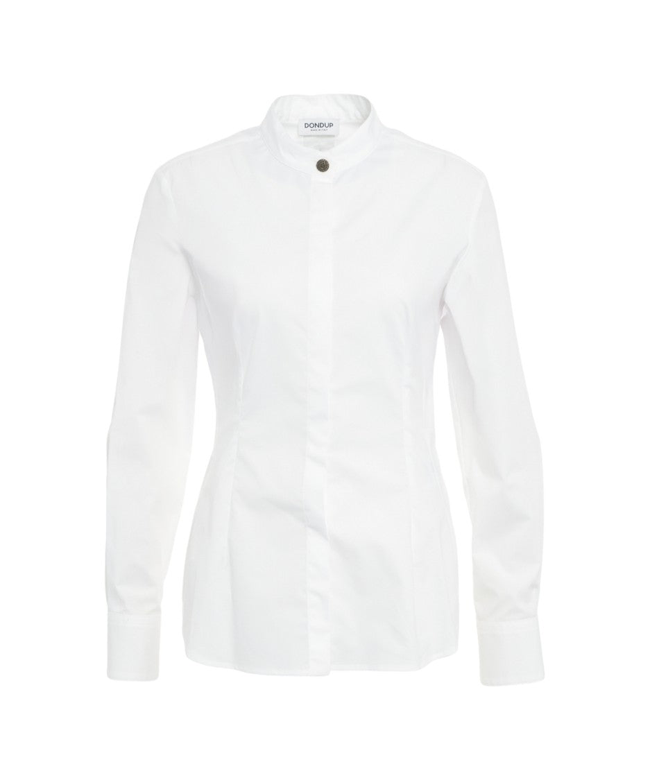 Dondup Sleek Mandarin Collar Blouse With Hidden Closure And Tailored Fit