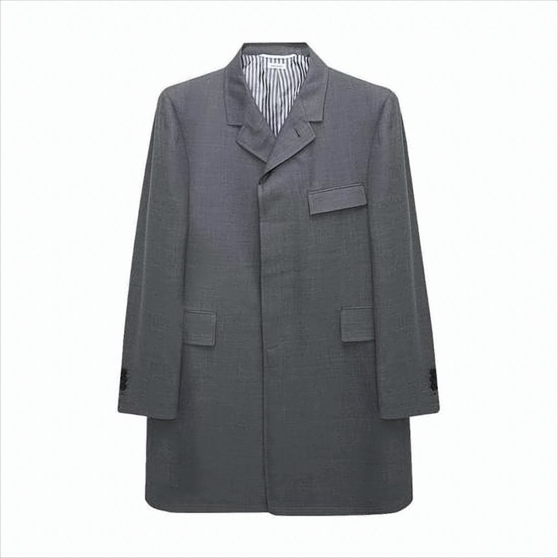 Thom Browne Tailored Wool Coat With Structured Silhouette And Flap Pockets