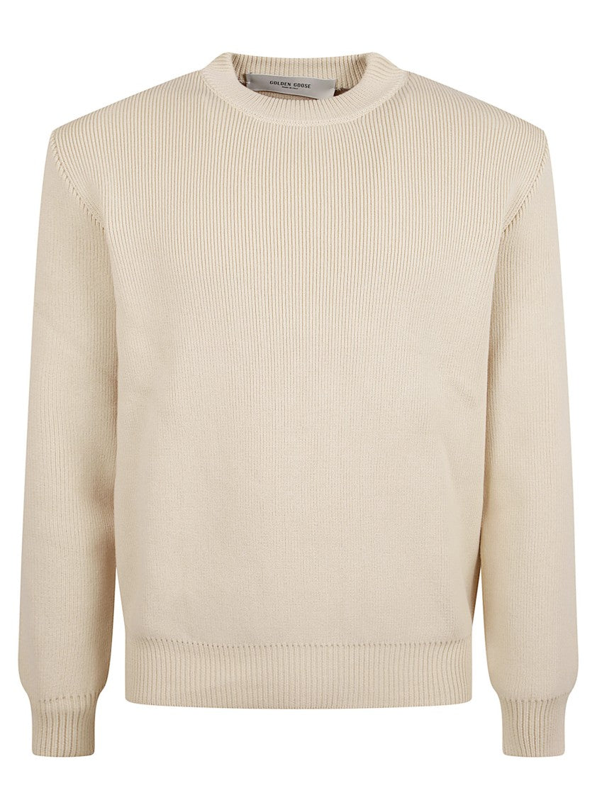 Golden Goose Ribbed Knit Sweater With Double Star Logo