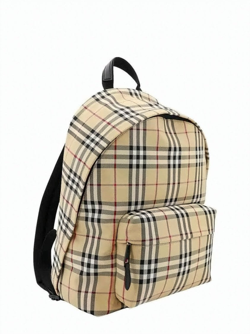 Burberry Classic Check Pattern Backpack With Calfskin Accents