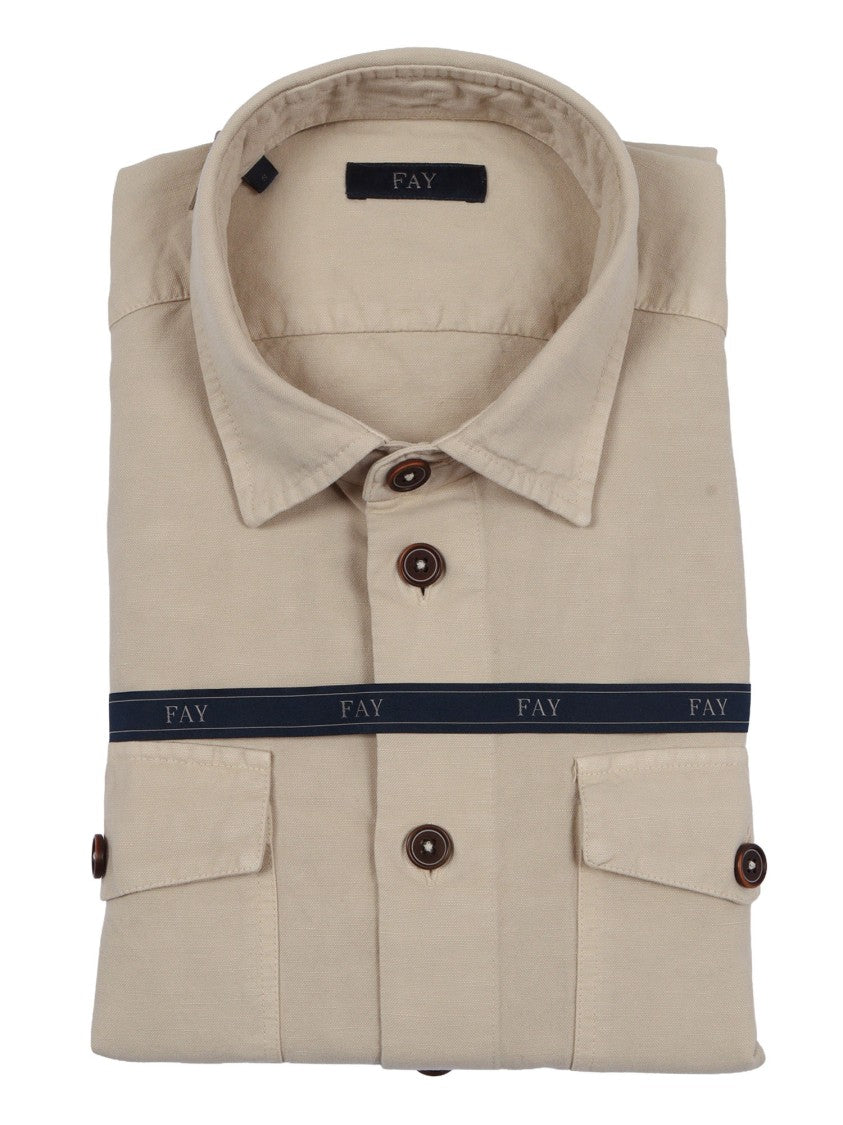 Fay Beige Tasconata Over Shirt Jacket