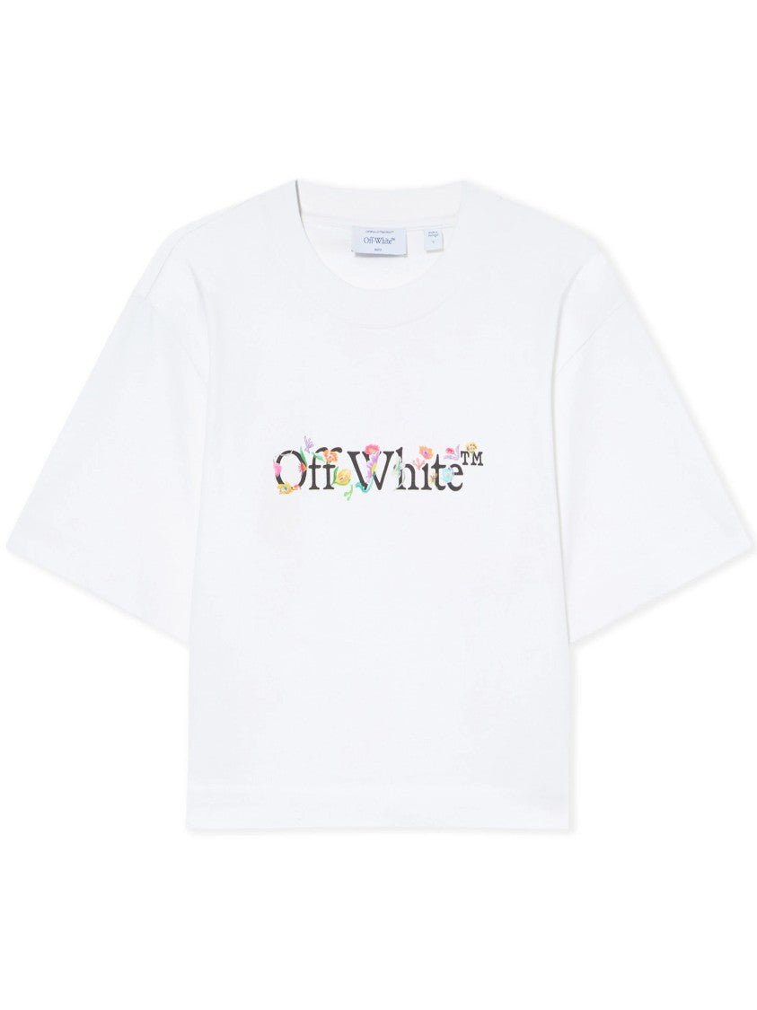 Off-White White Bookish Glowing Flower Cotton T-Shirt