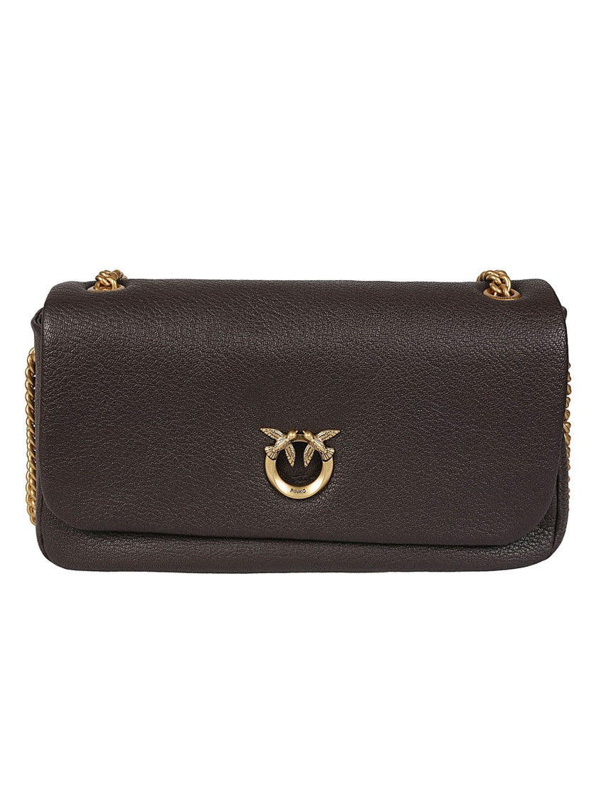 Pinko Click Soft Horizontal Sheepskin Chain Shoulder Bag