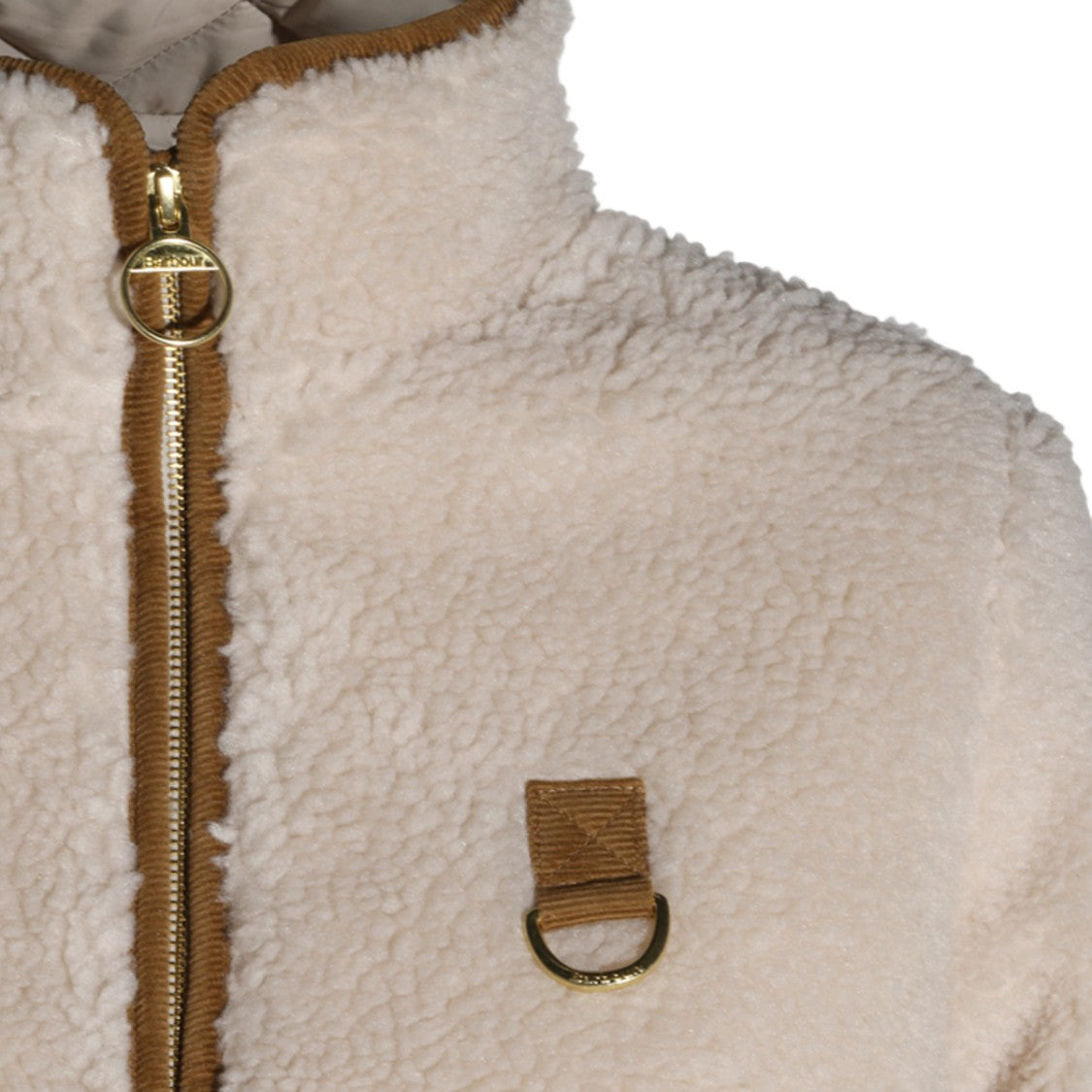 Barbour Plush High Collar Ring Detail Jacket
