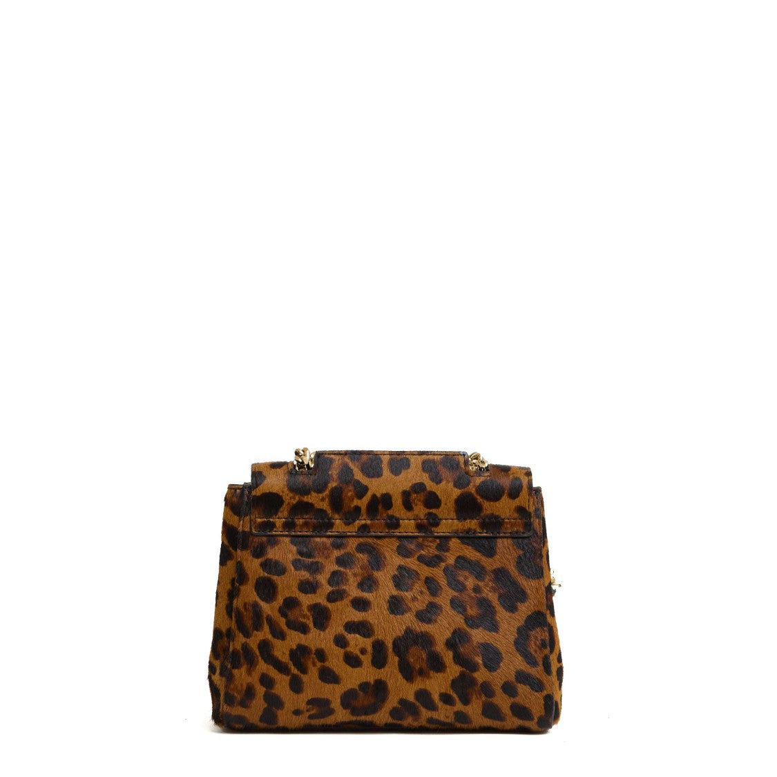 Orciani Compact Leopard Print Handbag With Chain Straps