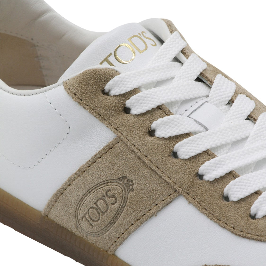 Tod's White Leather And Beige Suede Sneakers