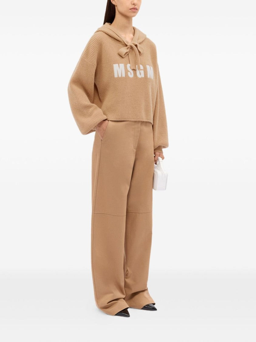 Msgm Short Sweatshirt With Logo