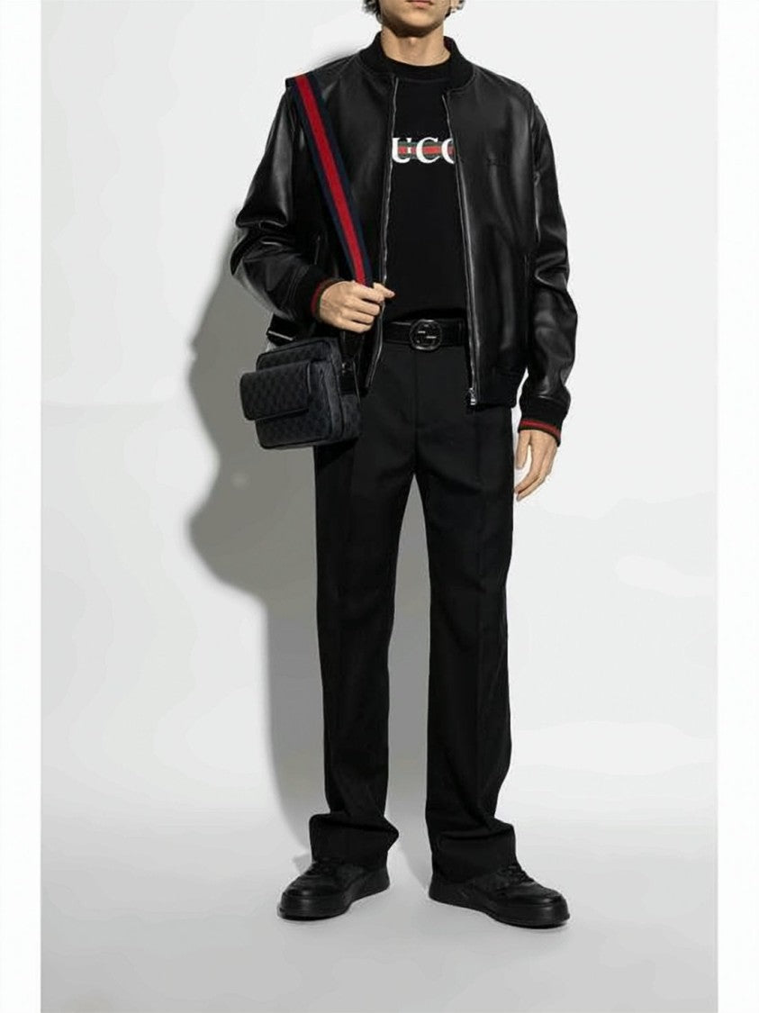 Gucci Low-Top Canvas Sneakers With Leather Overlays