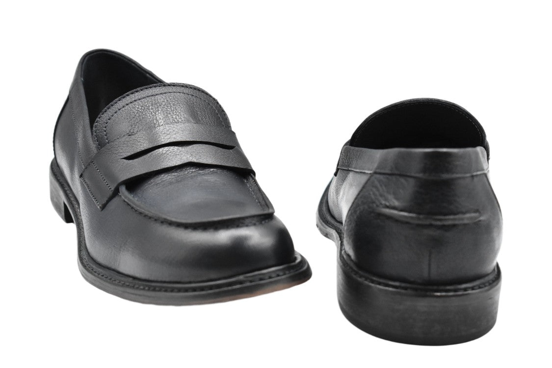 Ernesto Dolani Blue Leather Round Toe Moccasin Shoes