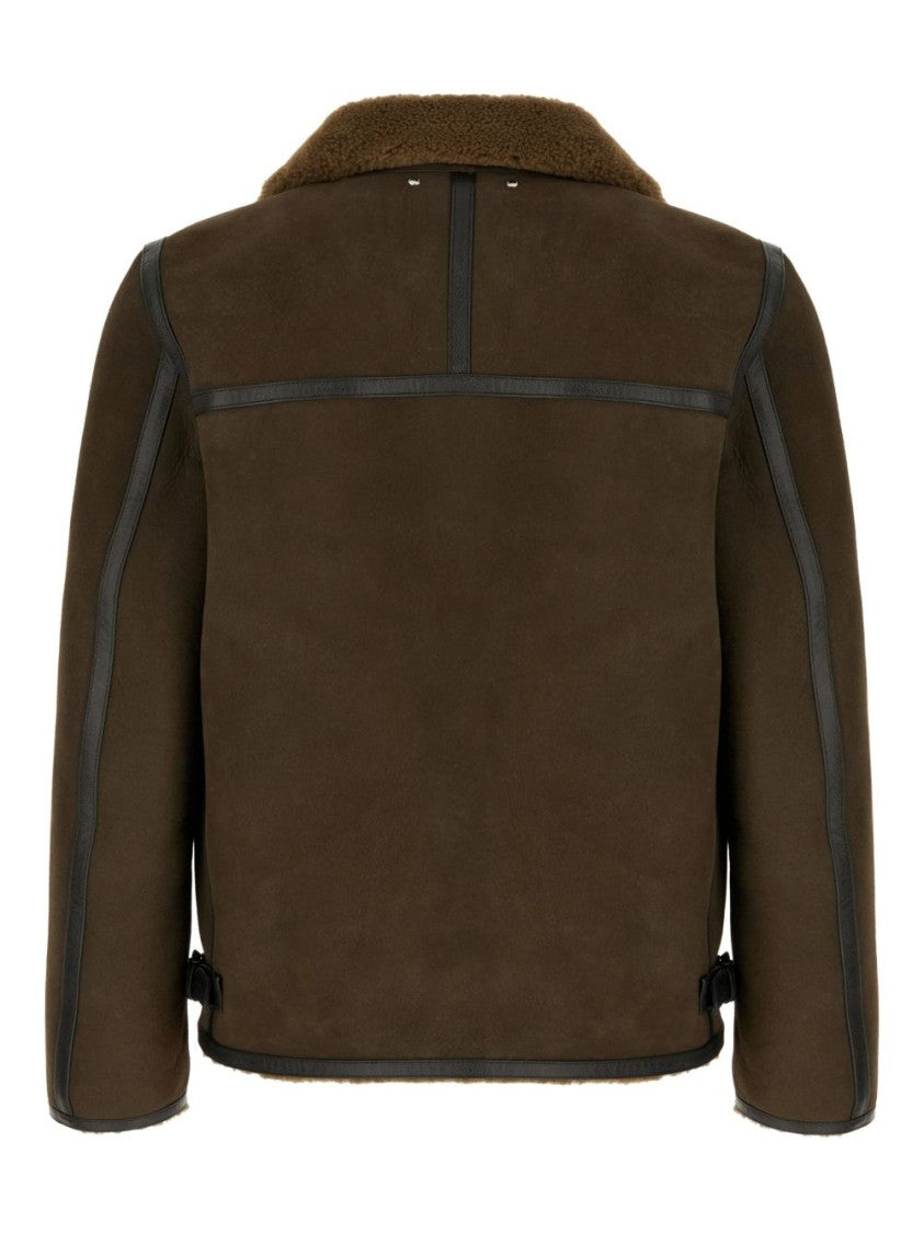 Paul Smith Brown Suede Jacket With Shearling Collar