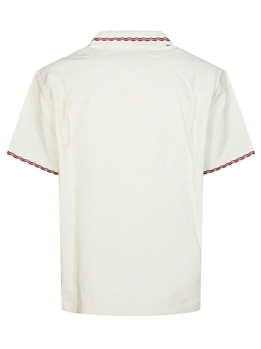 Drôle De Monsieur Off-White Cotton Scalloped Trim Shirt