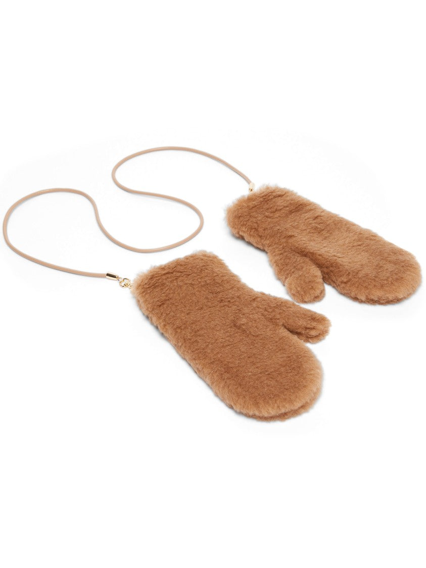 Max Mara Plush Camel-Silk Mittens With Gold-Tone Hardware