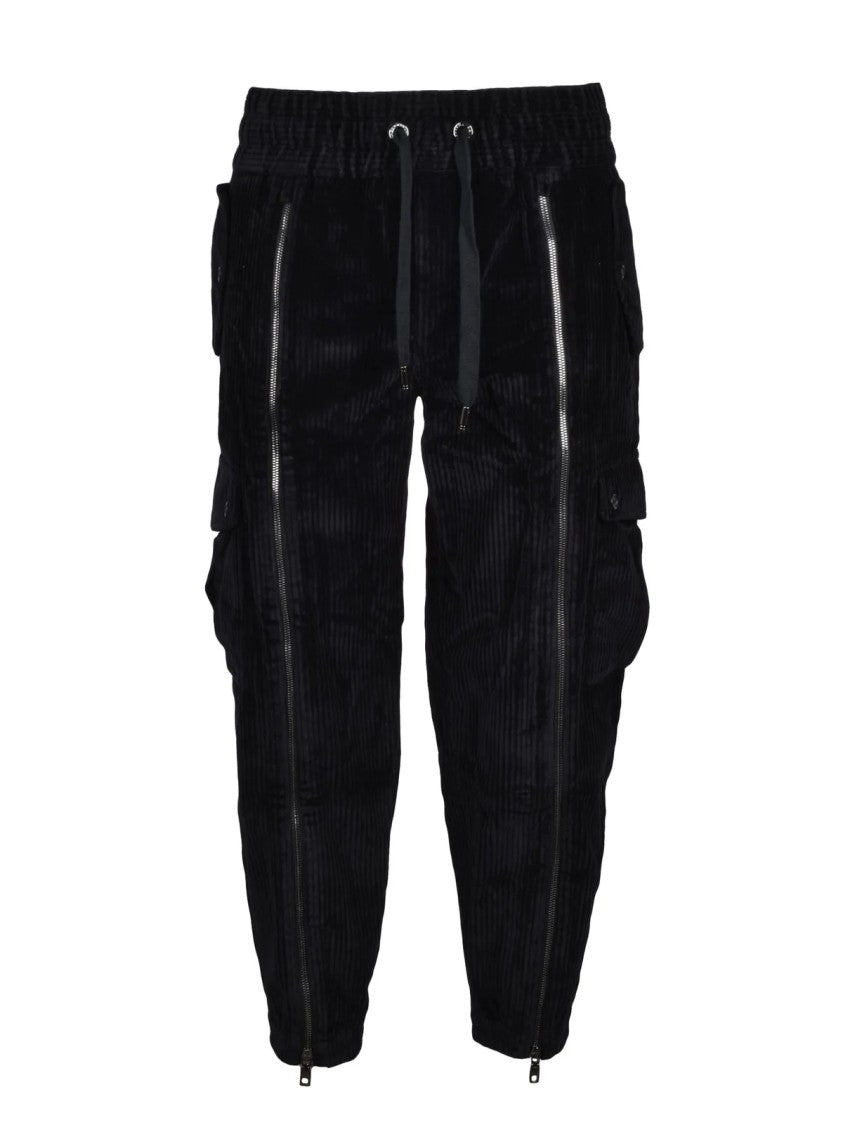 Dolce & Gabbana Velvet Cargo Pants With Wide-Leg Silhouette And Practical Details