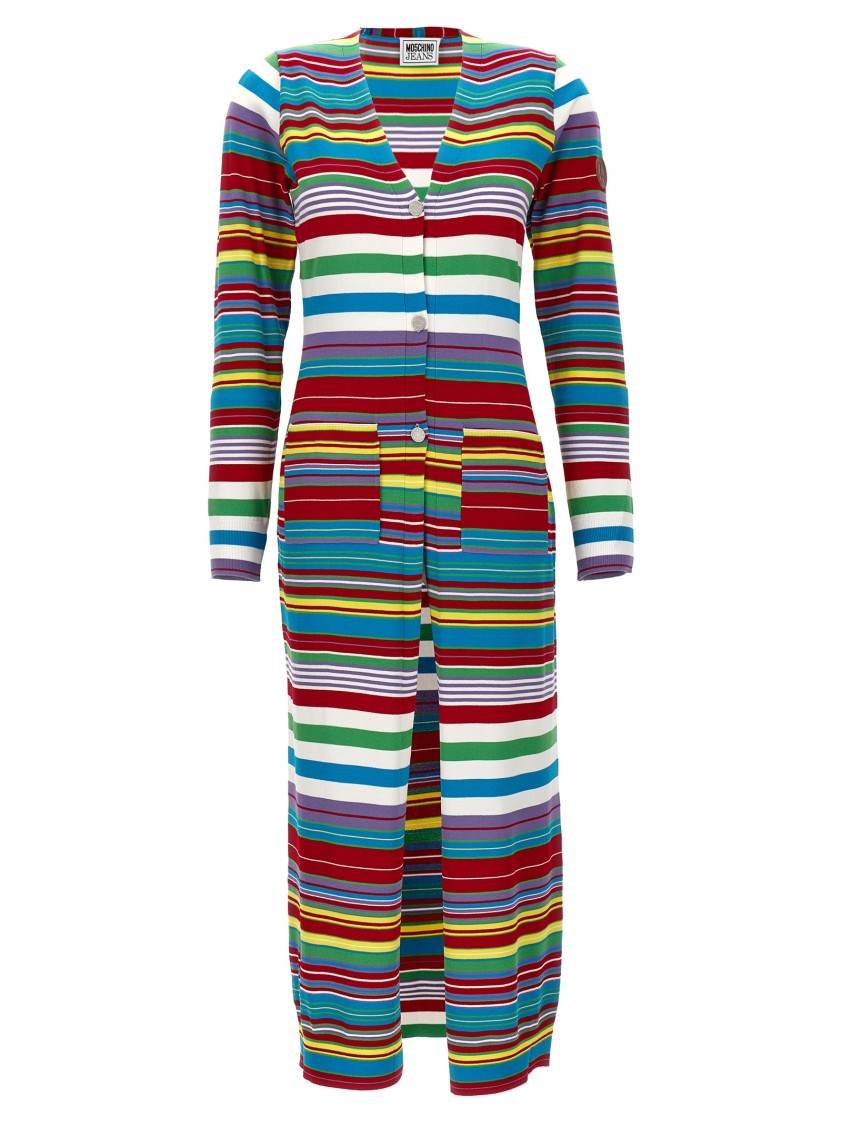Moschino Long Striped Stretch Viscose Cardigan