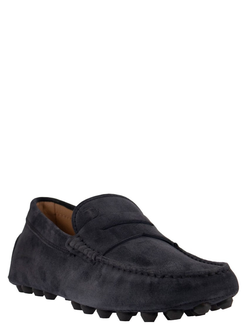 Tod's Gommino Suede Moccasin With Rubber Stud Sole
