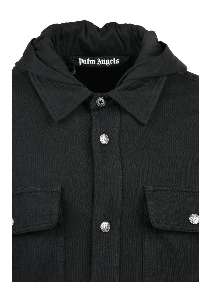 Palm Angels Black Cotton Hooded Sweatshirt