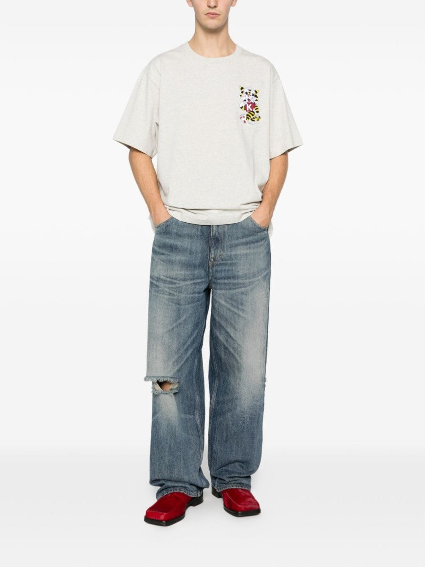 Kenzo Embroidered Tiger Patch Silk Nylon T-Shirt