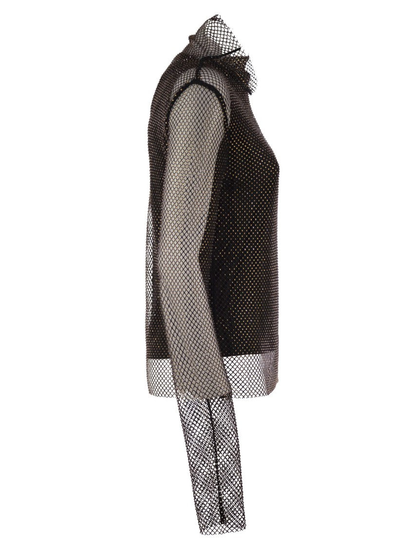Sportmax Gerarda - Mesh T-Shirt With Rhinestones