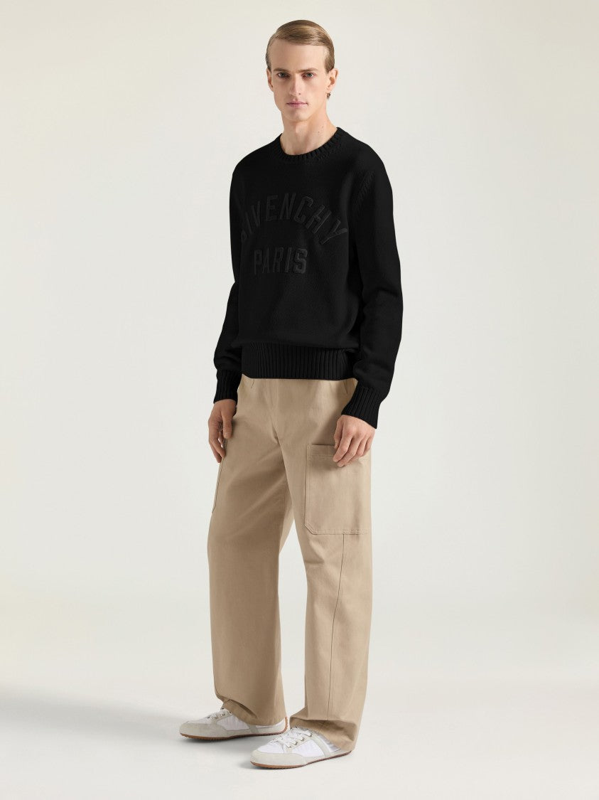 Givenchy Black Embossed Detail Crew Neck Sweater
