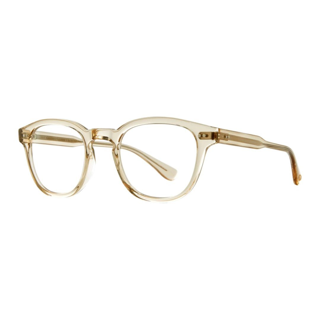 Garrett Leight Evan Translucent Beige Eyeglasses With Rounded Square Design