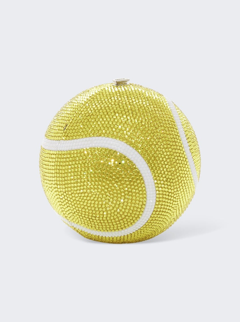 Judith Leiber Tennis Ball Clutch Yellow And White Crystal