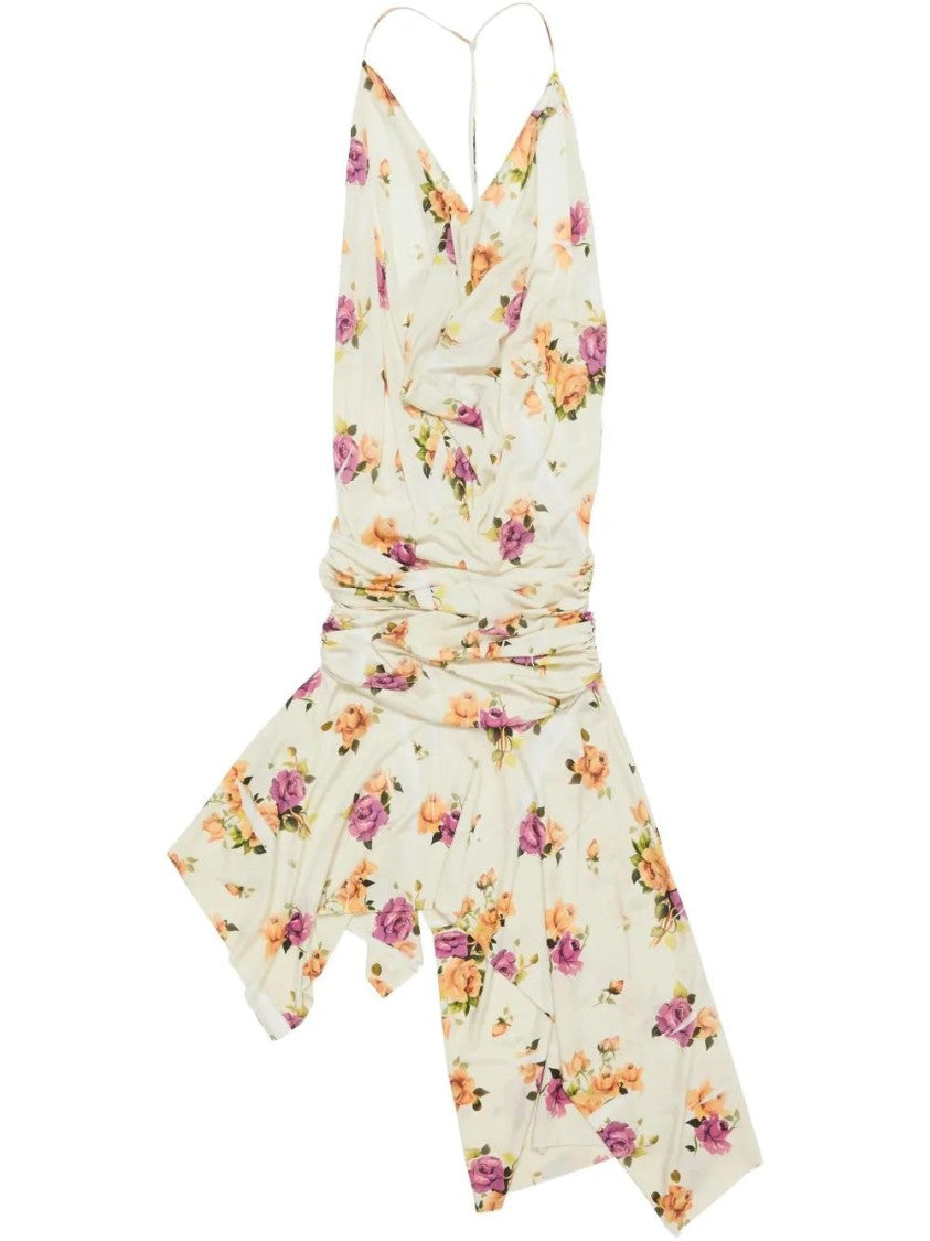 Acne Studios Draped Bodice Dress With Asymmetrical Hemline