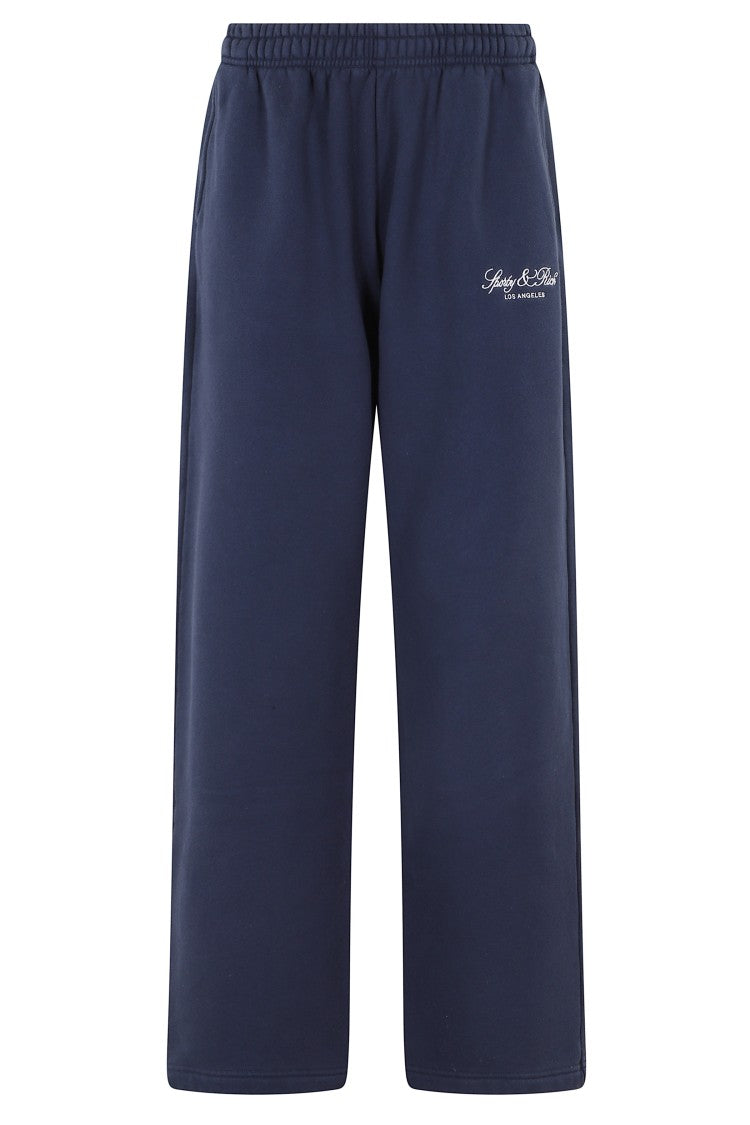 Sporty And Rich Navy Wide-Leg Jogger Trousers With Embroidered Logo