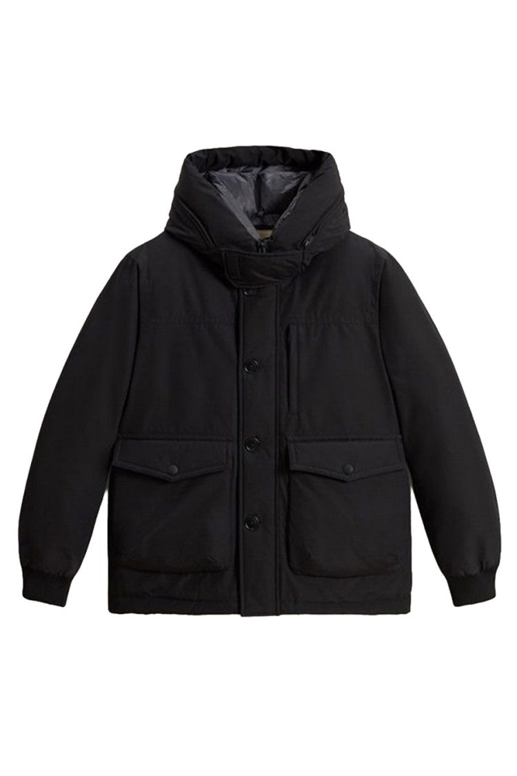 Woolrich Black Hooded Button-Front Cotton-Blend Jacket