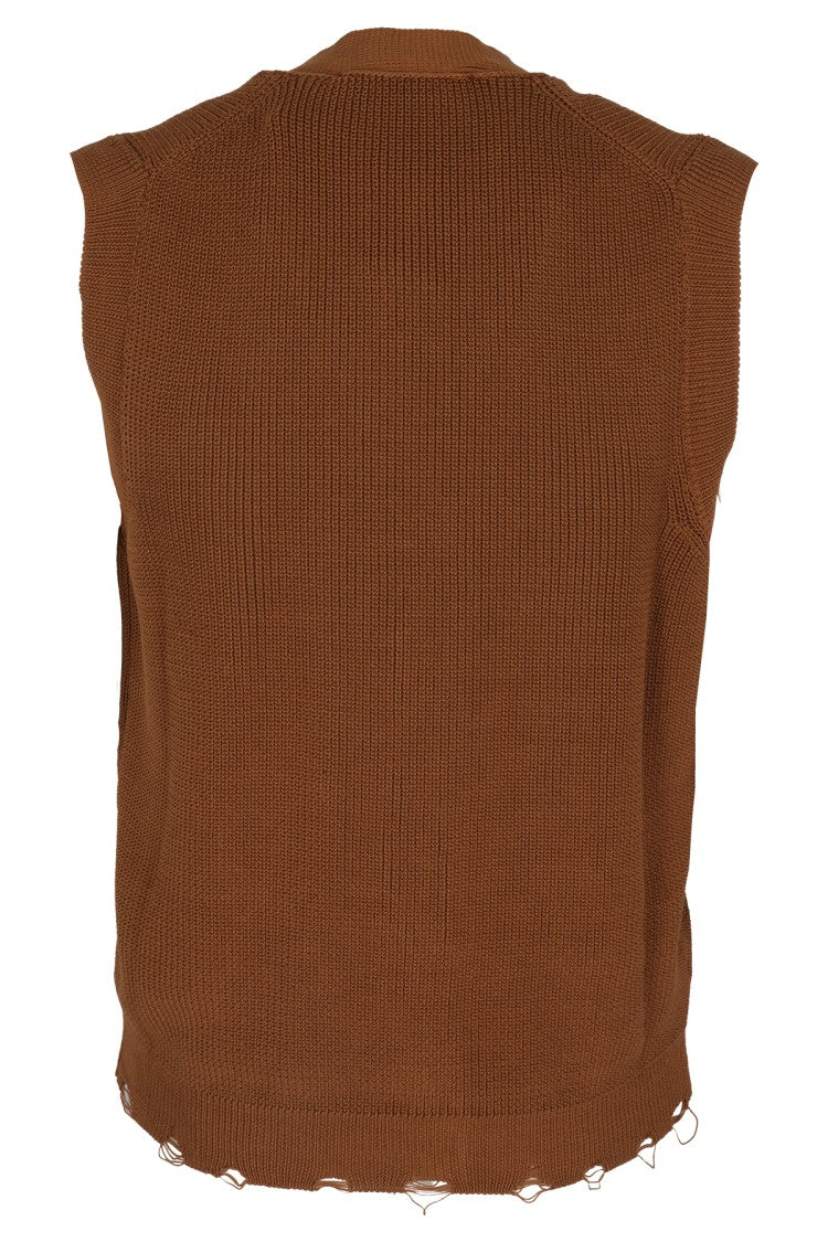 Amaranto Sleeveless Brown Knit Gilet