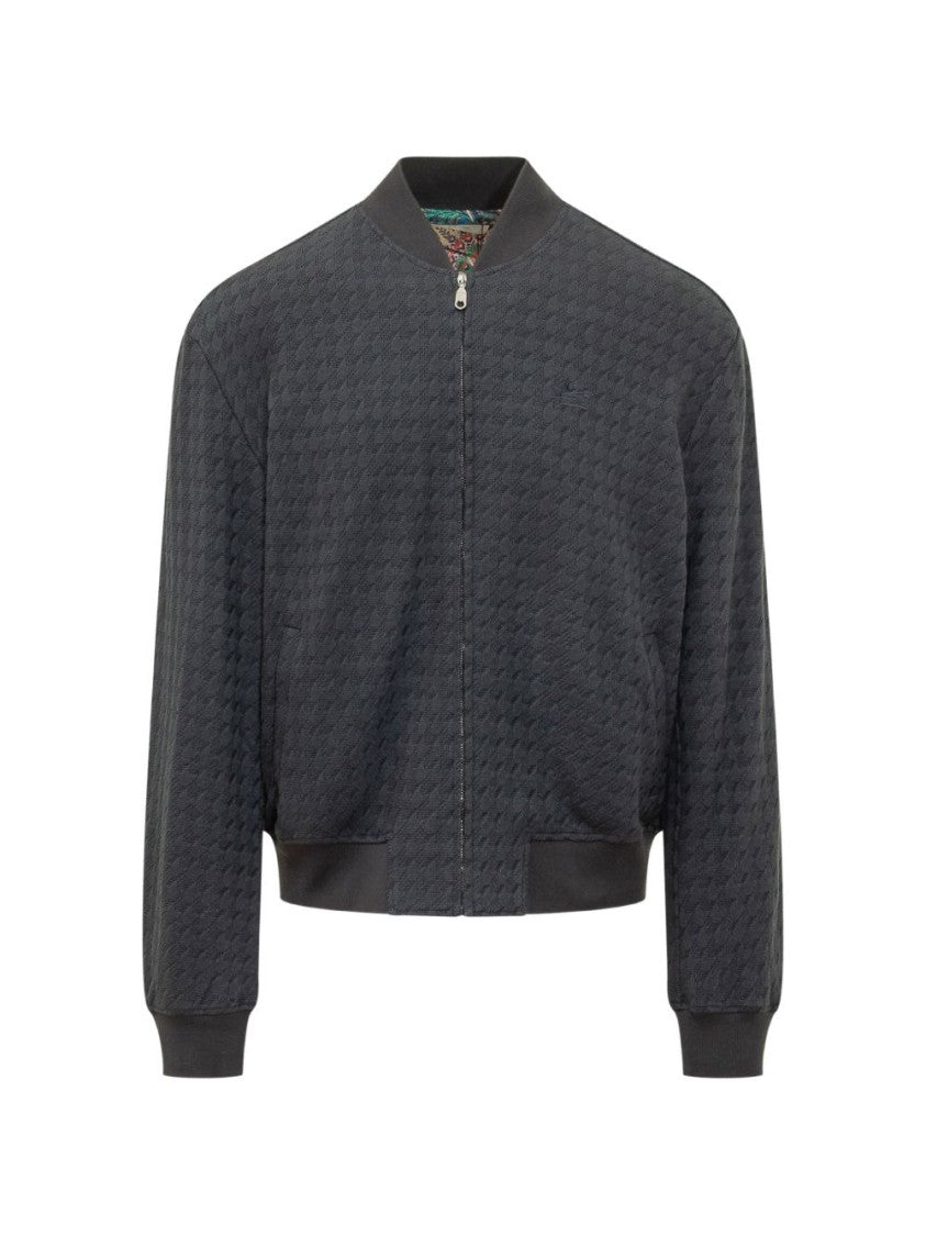 Etro Textured Black Jacket With Geometric Pattern