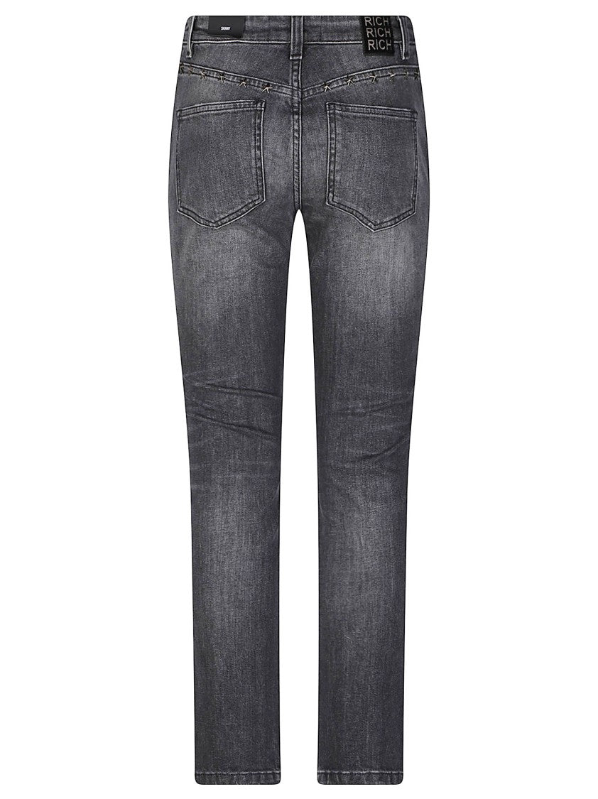 John Richmond Naeril Kate Studded Whiskered Black Skinny Jeans