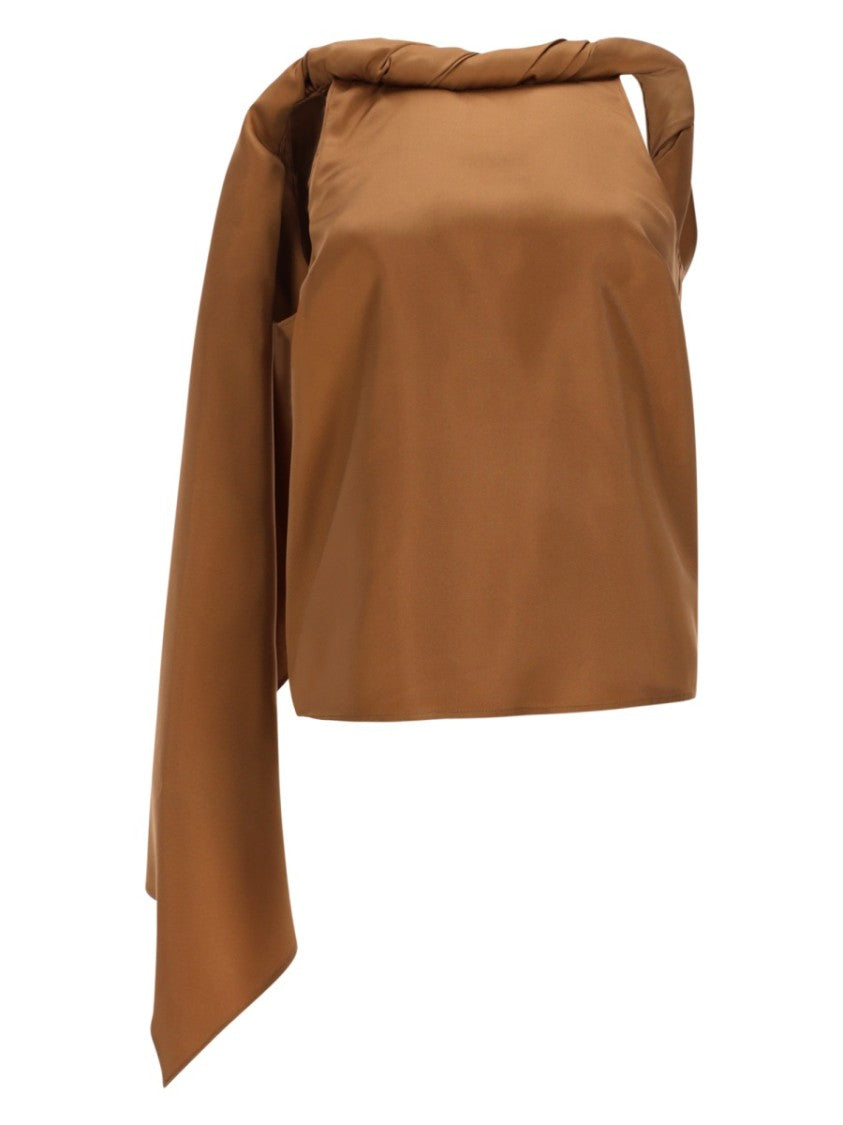 Loulou De Saison Wilma Silk Asymmetrical Twisted Top
