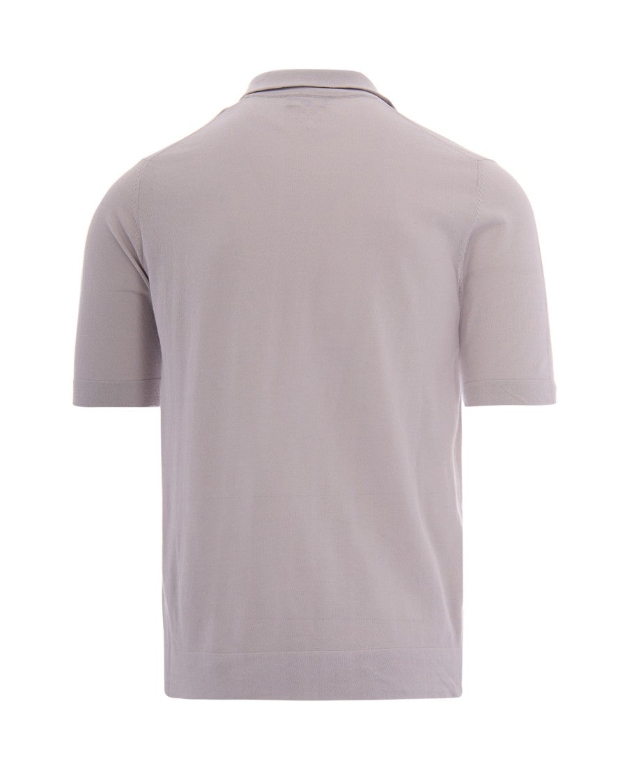 Ballantyne Polo Shirt With Open Collar Design In Stone Grey