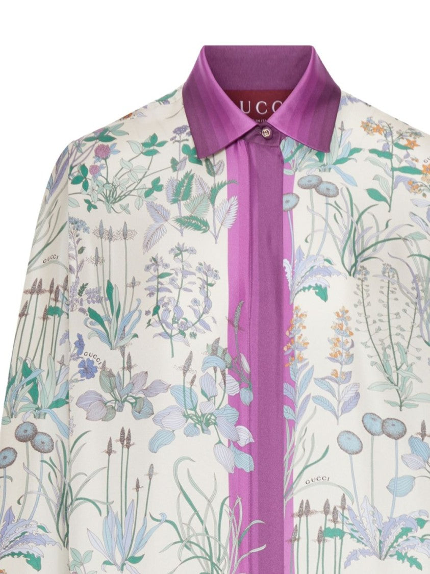 Gucci Botanical Print Silk Shirt