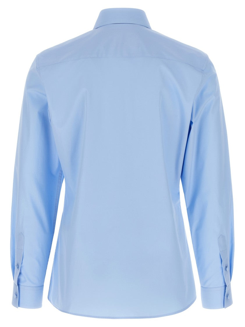 Valentino Garavani Slim Fit Cotton Poplin Shirt With Pointed Collar And Cuffed Sleeves