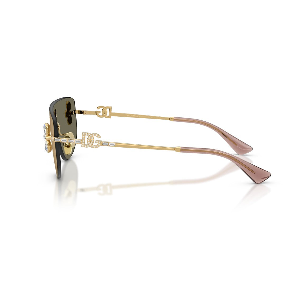 Dolce & Gabbana Gradient Brown Shield Sunglasses With Floral Accents