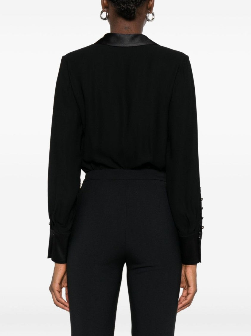 Elisabetta Franchi Bodysuit Shirt With Satin Lapels