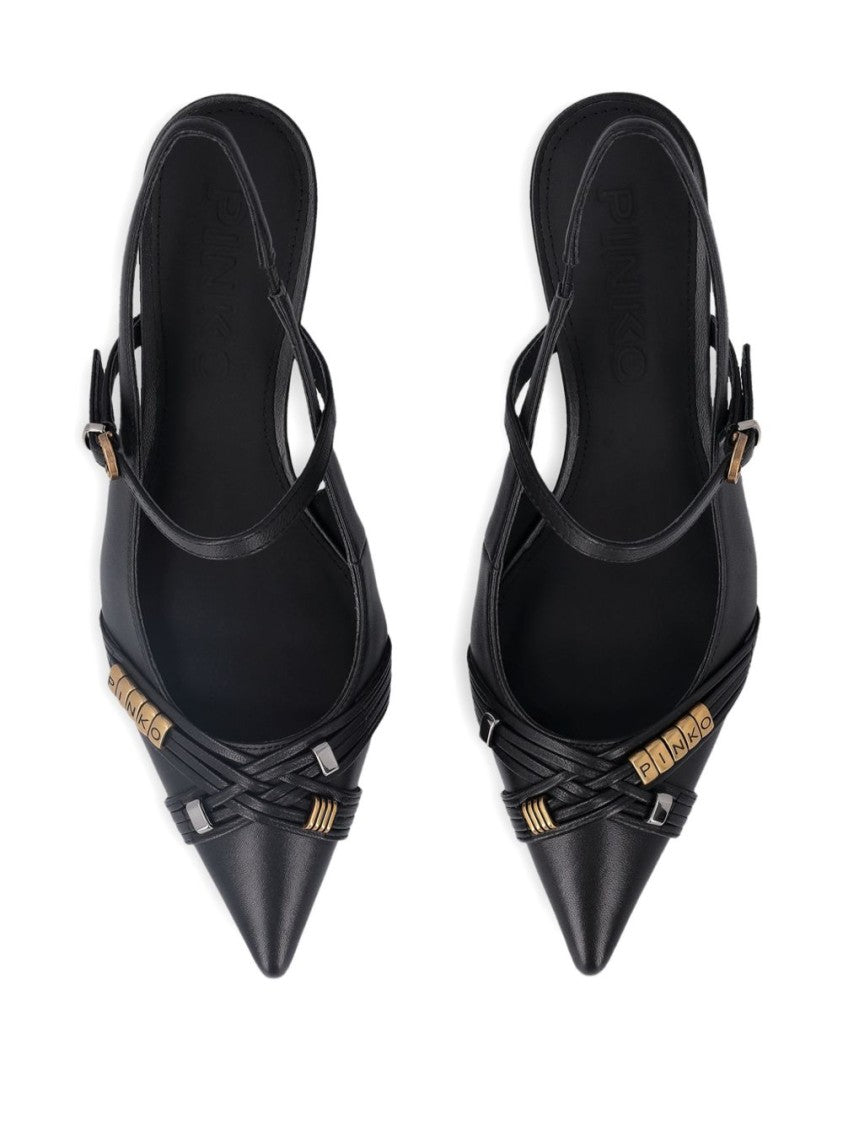 Pinko Black Gold-Tone Point Toe Pumps