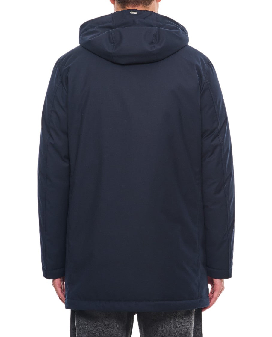 Herno Blue Concealed Zip Hooded Jacket