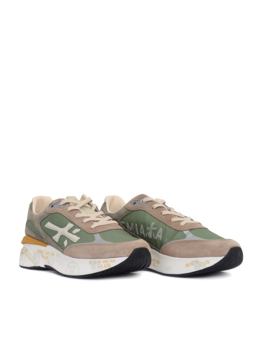 Premiata Neutrals Sneaker With Calf Leather Accents