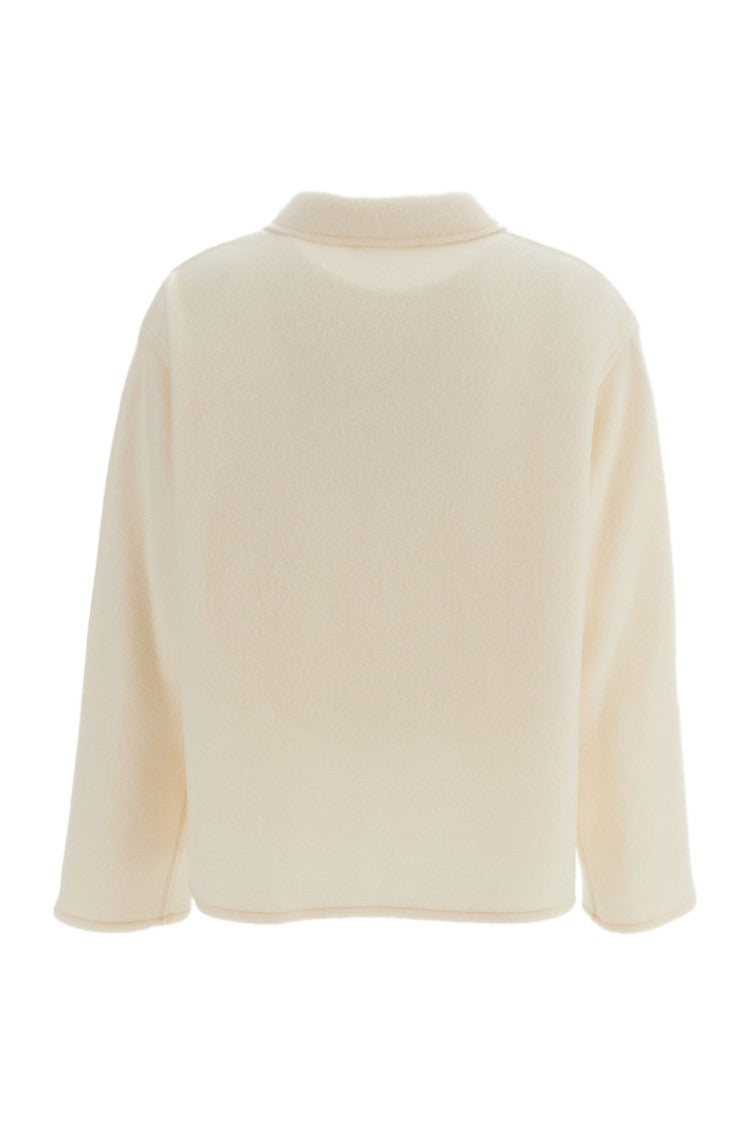 Meta Campania White Bill Cropped Cashmere-Silk Workwear Jacket