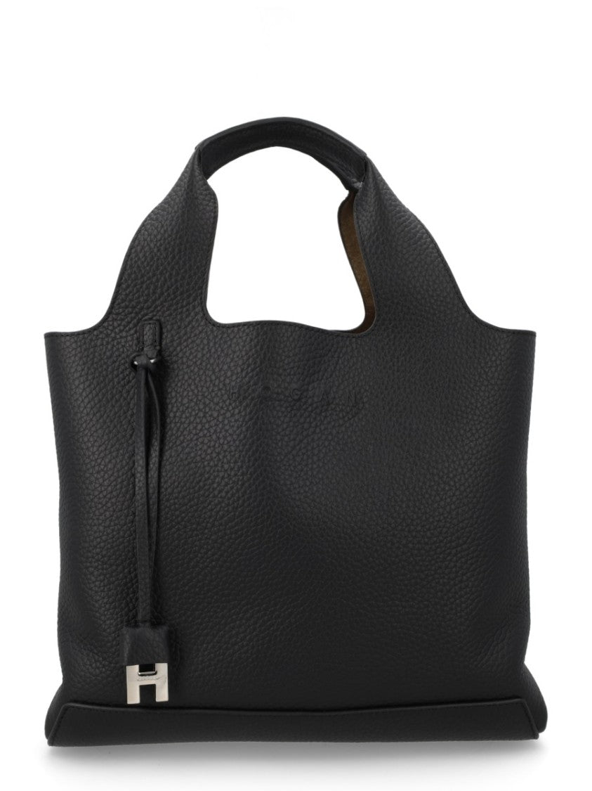 Hogan Textured Logo Hanging Charm Tote Bag
