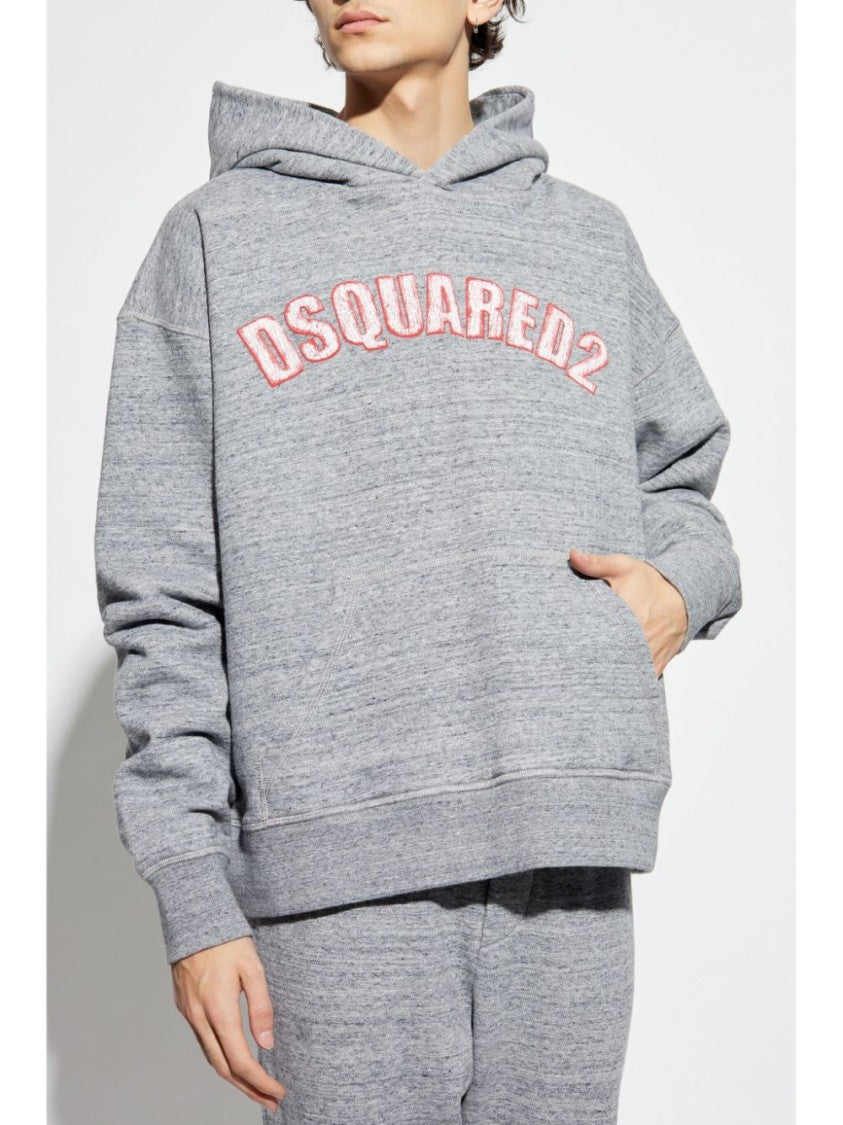 Dsquared2 Relaxed Fit Grey Hoodie With Front Kangaroo Pocket