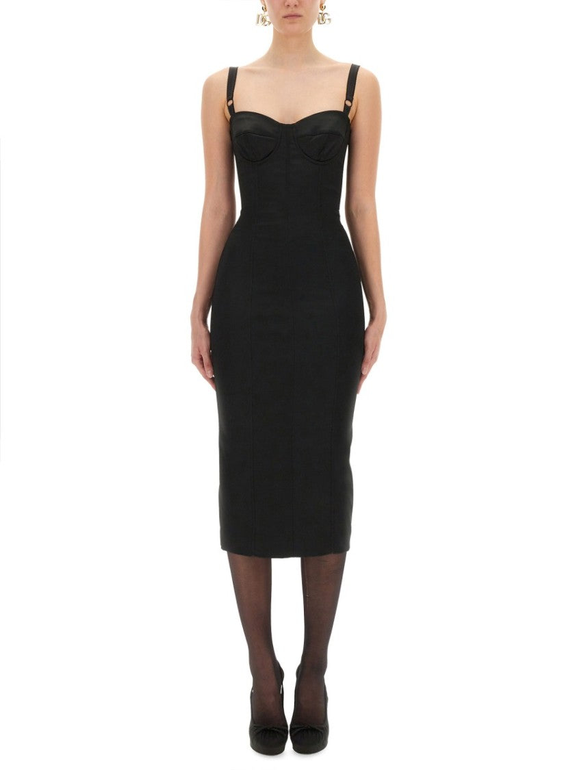 Dolce & Gabbana Satin Bustier Longuette Dress