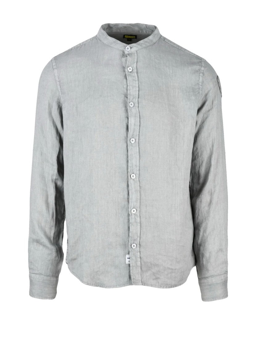 Blauer Grey Mandarin Linen Shirt