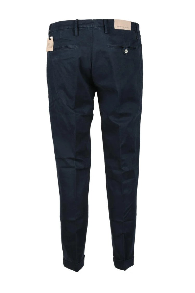 Michael Coal Cotton Stretch Trousers With Tapered Leg Design
