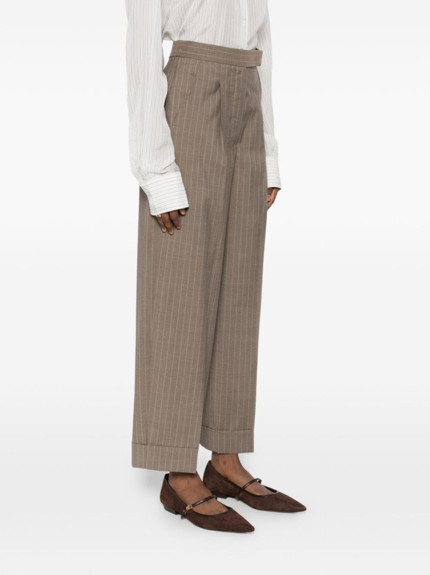 Max Mara Wide-Leg Trousers With Subtle Pinstripe