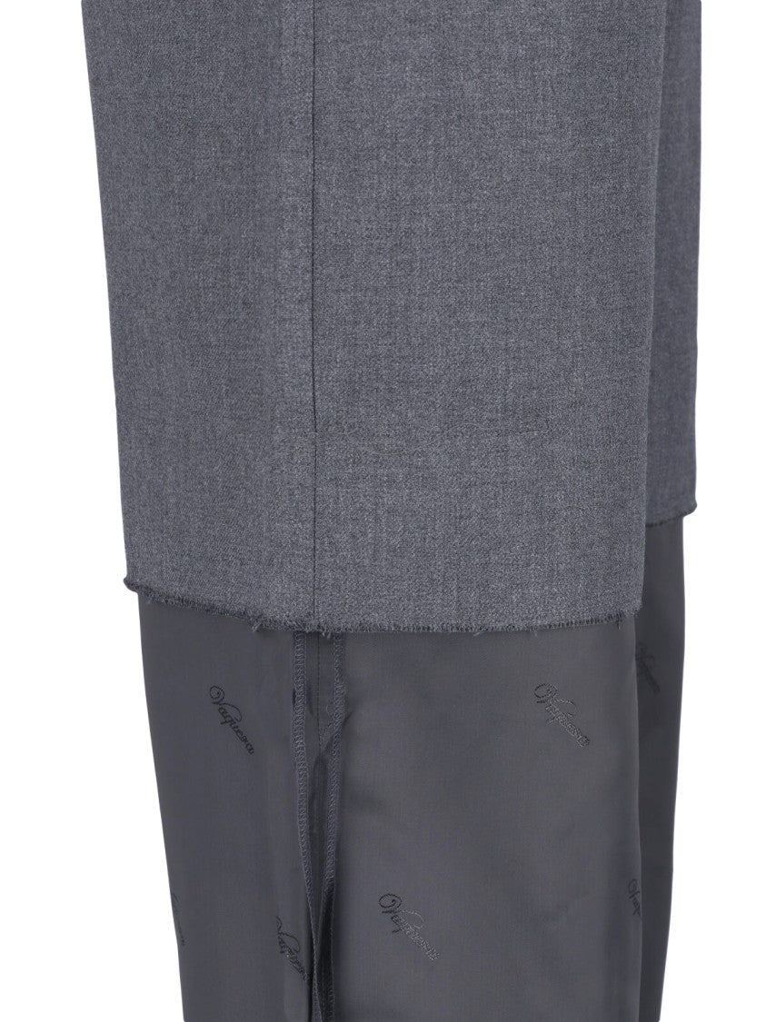 Vaquera Black Two-Tone Patterned Wide-Leg Trousers