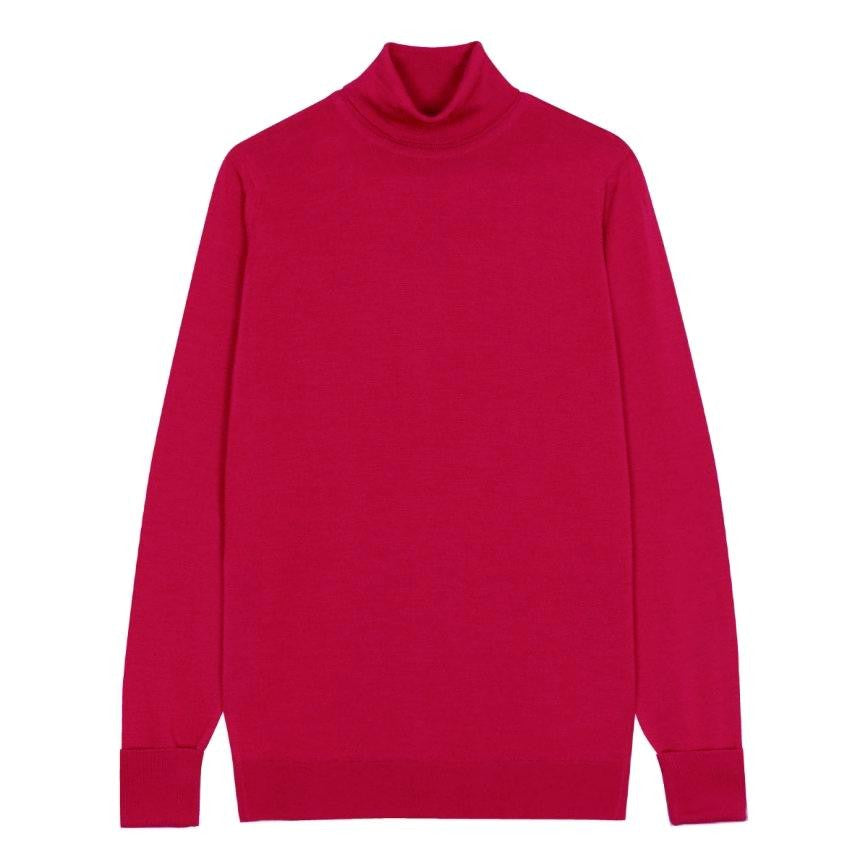 John Smedley Lightweight Roll Neck Jumper In Cranberry